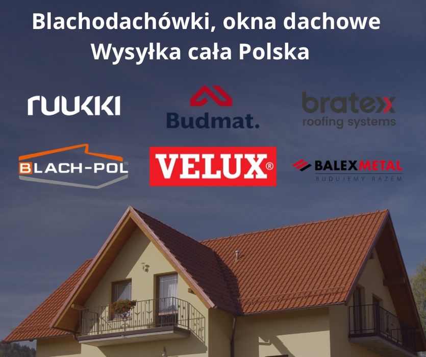 Dachówka, blachodachówka, okna dachowe, rynny, akcesoria dachowe.