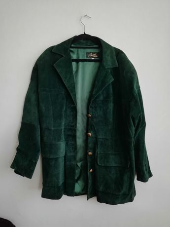 Skórzana kurtka w kolorze butelkowej zieleni Apart vintage y2k