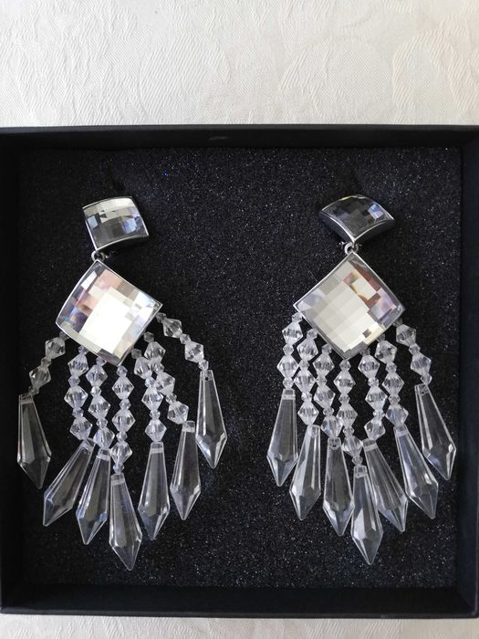 Brincos Chandelier Balmain for H&M White Crystal