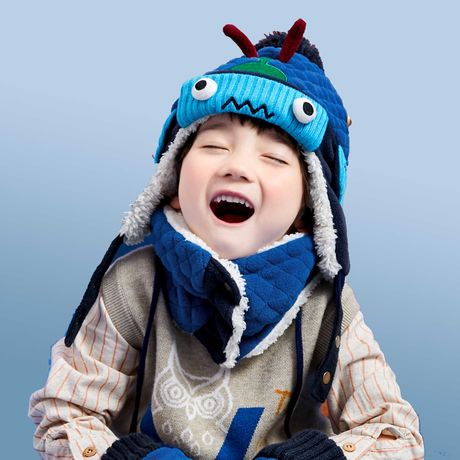 Зимняя шапка ушанка с завязками застежками + шарф снуд хамут | мальчик