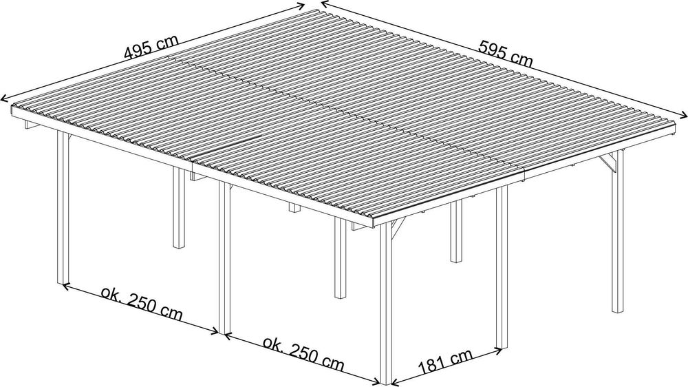 WIATA GARAŻOWA 595x495cm Carport Płyta PVC Podwójna