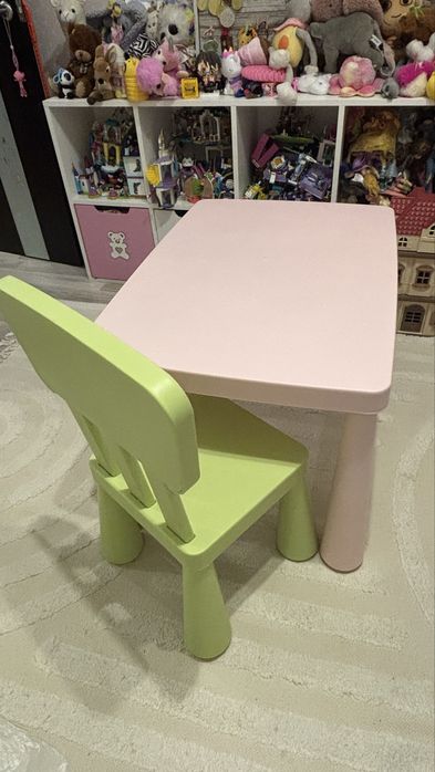 Дитячий стіл IKEA MAMMUT. Стілець IKEA MAMMUT