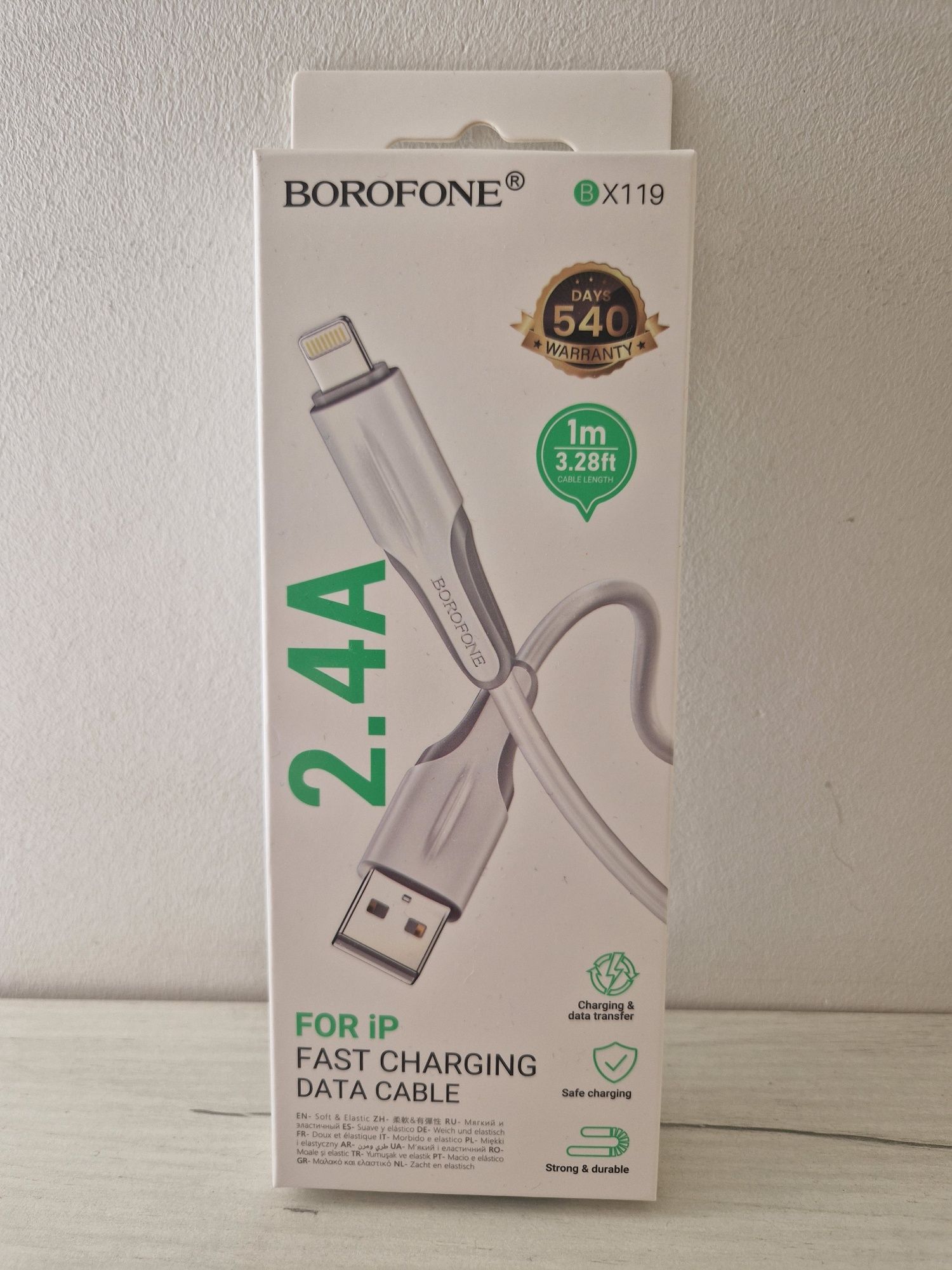 Borofone Kabel BX19 Benefit - USB na Lightning - 2,4A 1 metr biały
