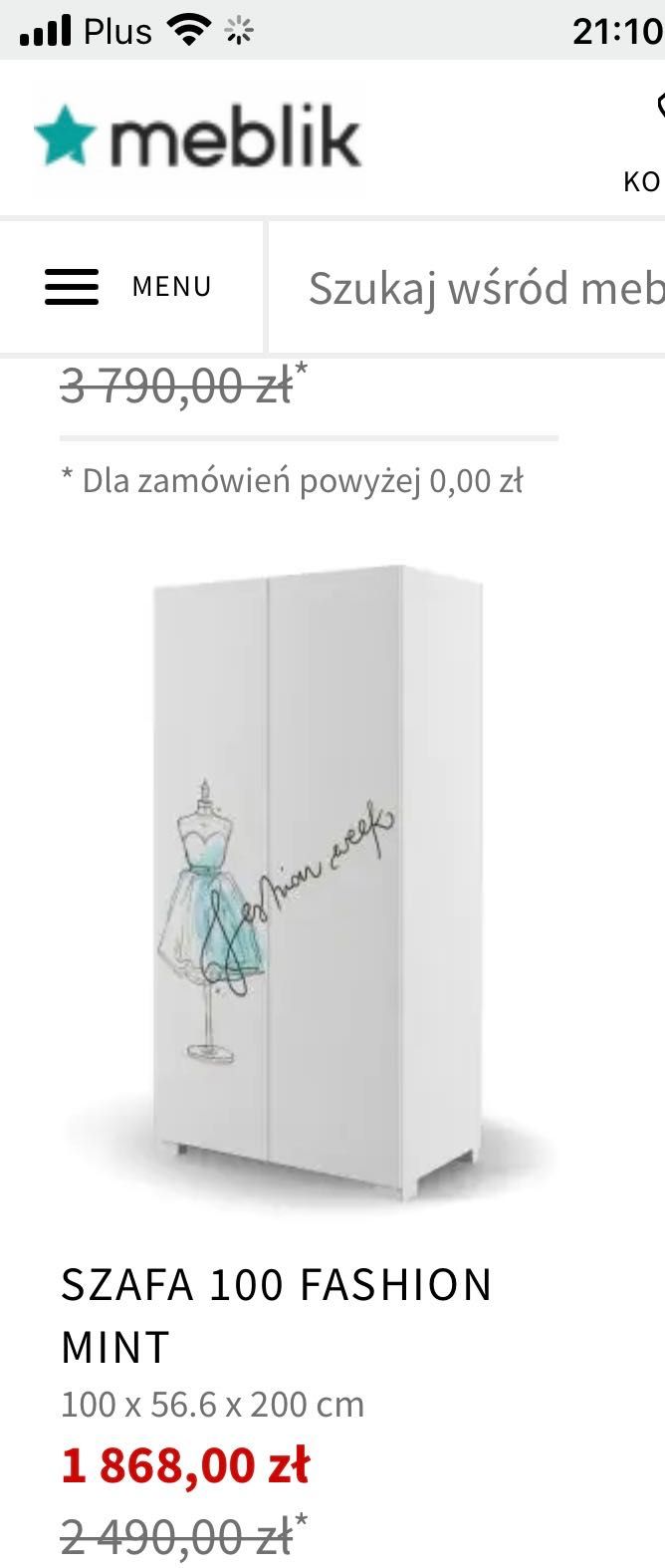 Szafa Meblik 100 Fashion mint