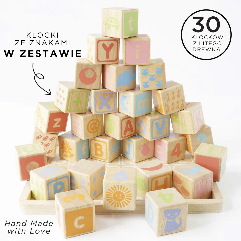 Drewniane klocki ABC zabawka edukacyjna, nauka liter Le Toy Van