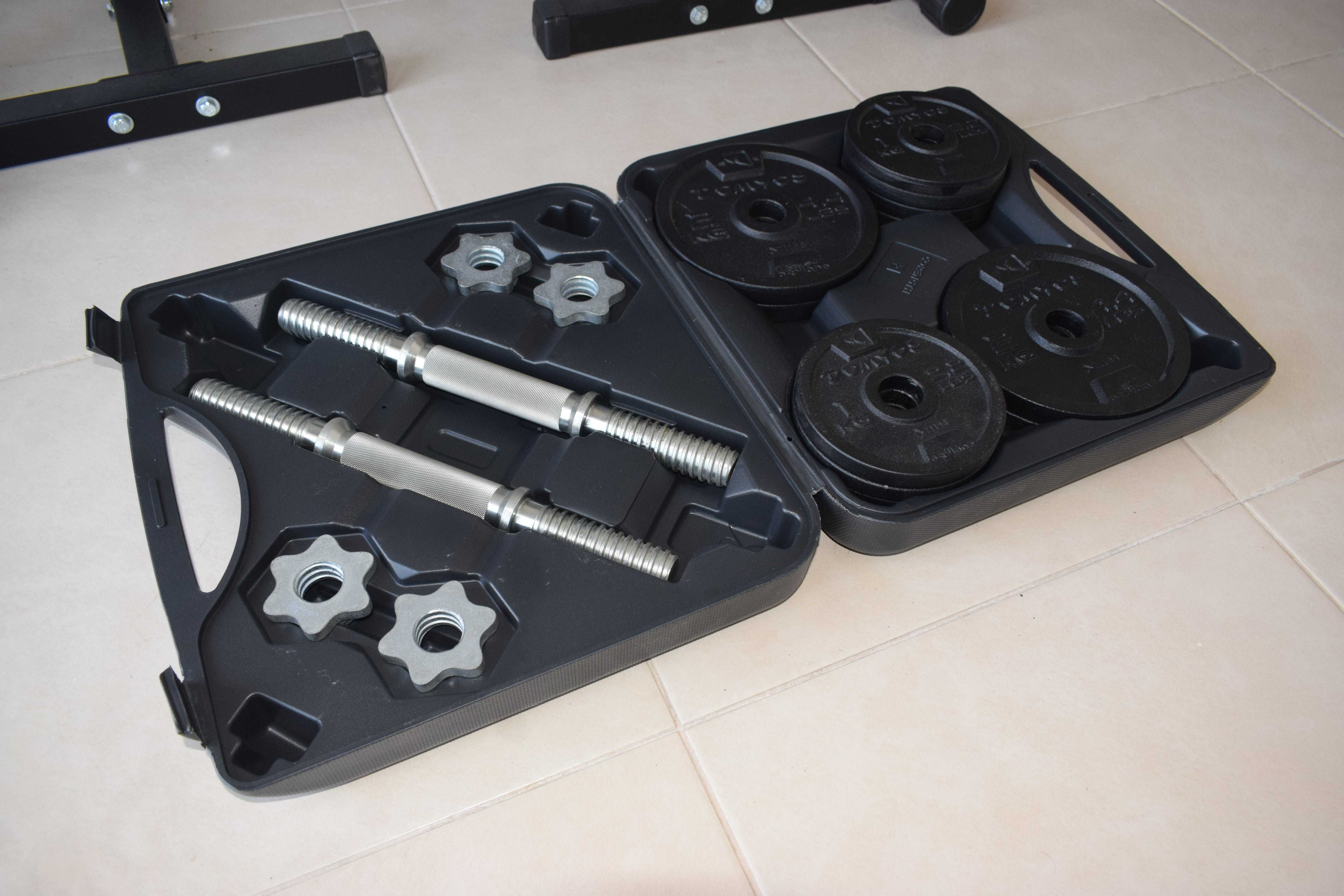 Kit / Conjunto Barras Halteres + Discos Pesos