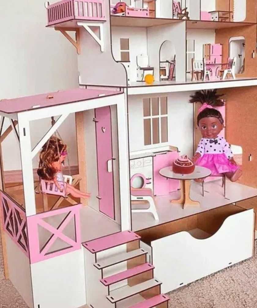 Великий будинок іграшковий барбі і лол меблі ліфт Ляльковий будиночок