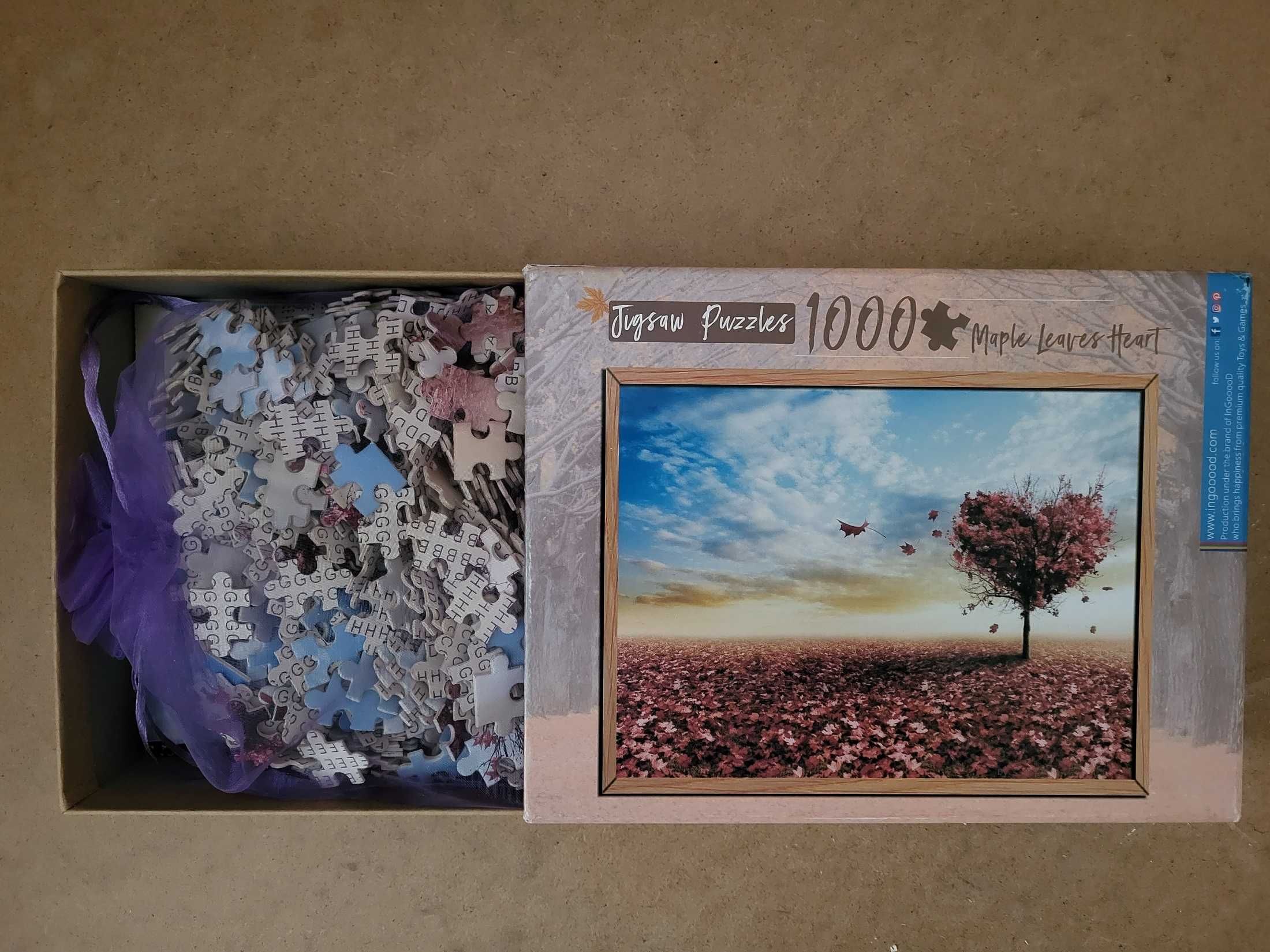 Puzzle drewniane Ingooood 1000 Maple Leaves Heart