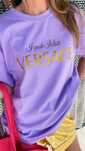 T shirt I speak Italian VERSACE fiolet bawelna oversized