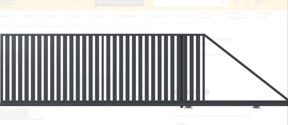 Brama przesuwna palisadowa palisada pionowa 4x1,5 400x150 antracyt