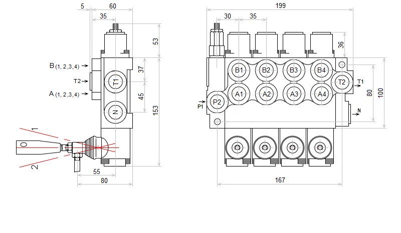 3/24 ROZDZIELACZ HYDRAULICZNY 4 sekcyjny 04P40 + Pływająca