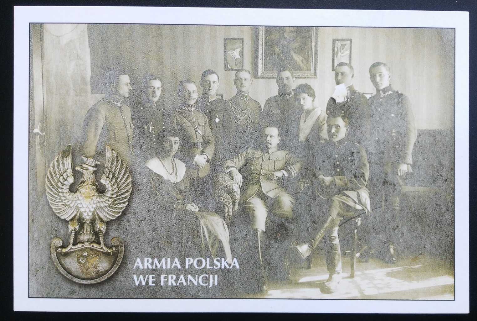 Pocztówka Odznaka Armia Polska we Francji 1919 r. II RP reprint