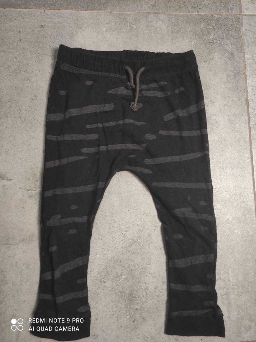 Spodnie Legi Legginsy H&M 92 czarne cienkie w paski