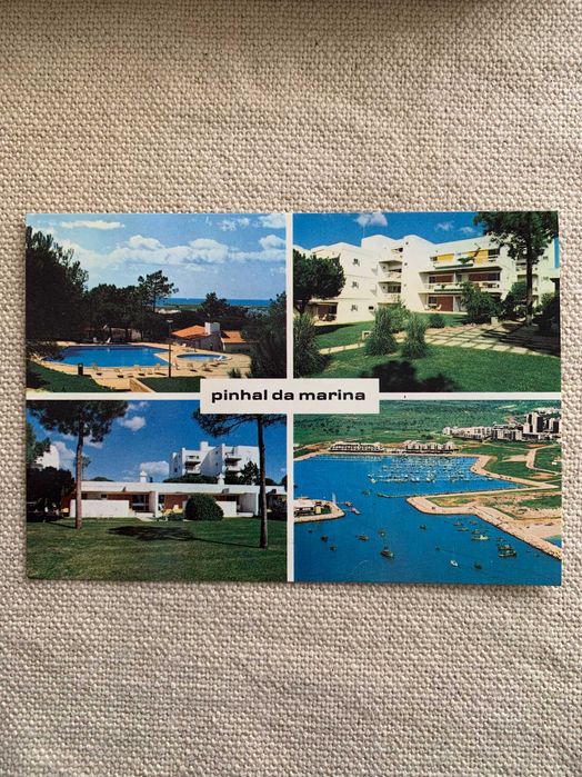 Postal Pinhal da Marina Vilamoura Algarve com selo antigo