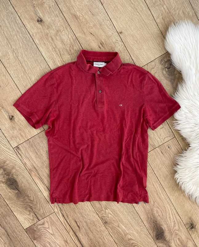 bordowa polówka polo ck calvin klein koszulka bluzka logowana basic