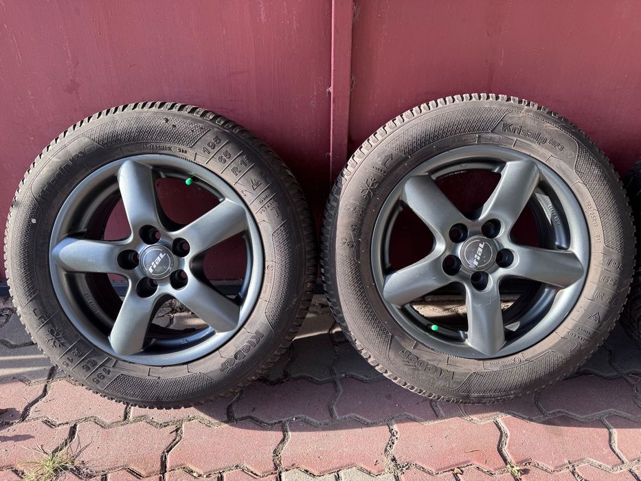 Felgi «RIAL» R15 5x100 z oponami zimowymi «Kleber 195/65 DOT17 5mm»