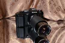 Aparat fotograficzny Konica FS-1 obiektyw Tokina 4.5/80-200 mm