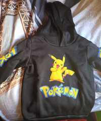 Bluza pokemon z kapturem 120cm 5-8 lat czarna nowa