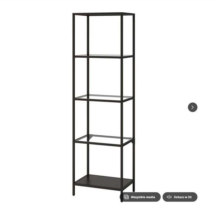 Regał, czarnobrąz / szkło, 51x175 cm VITTSJÖ IKEA
