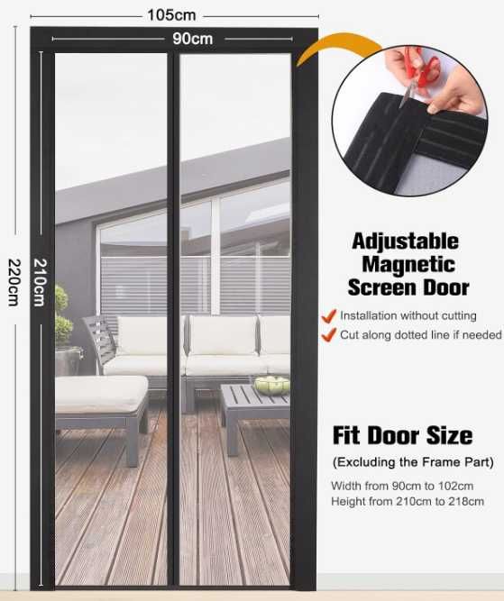 Moskitiera do drzwi magnetyczna Anpro 90 x 212 CM