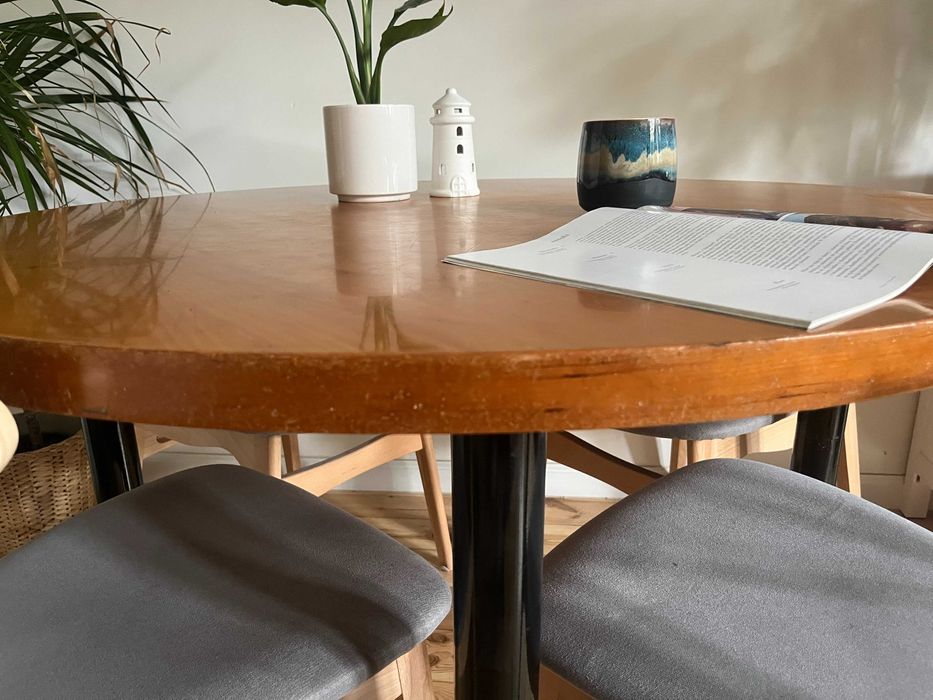 Stół Okrągły PRL Vintage Loft 120cm Metalowe Nogi