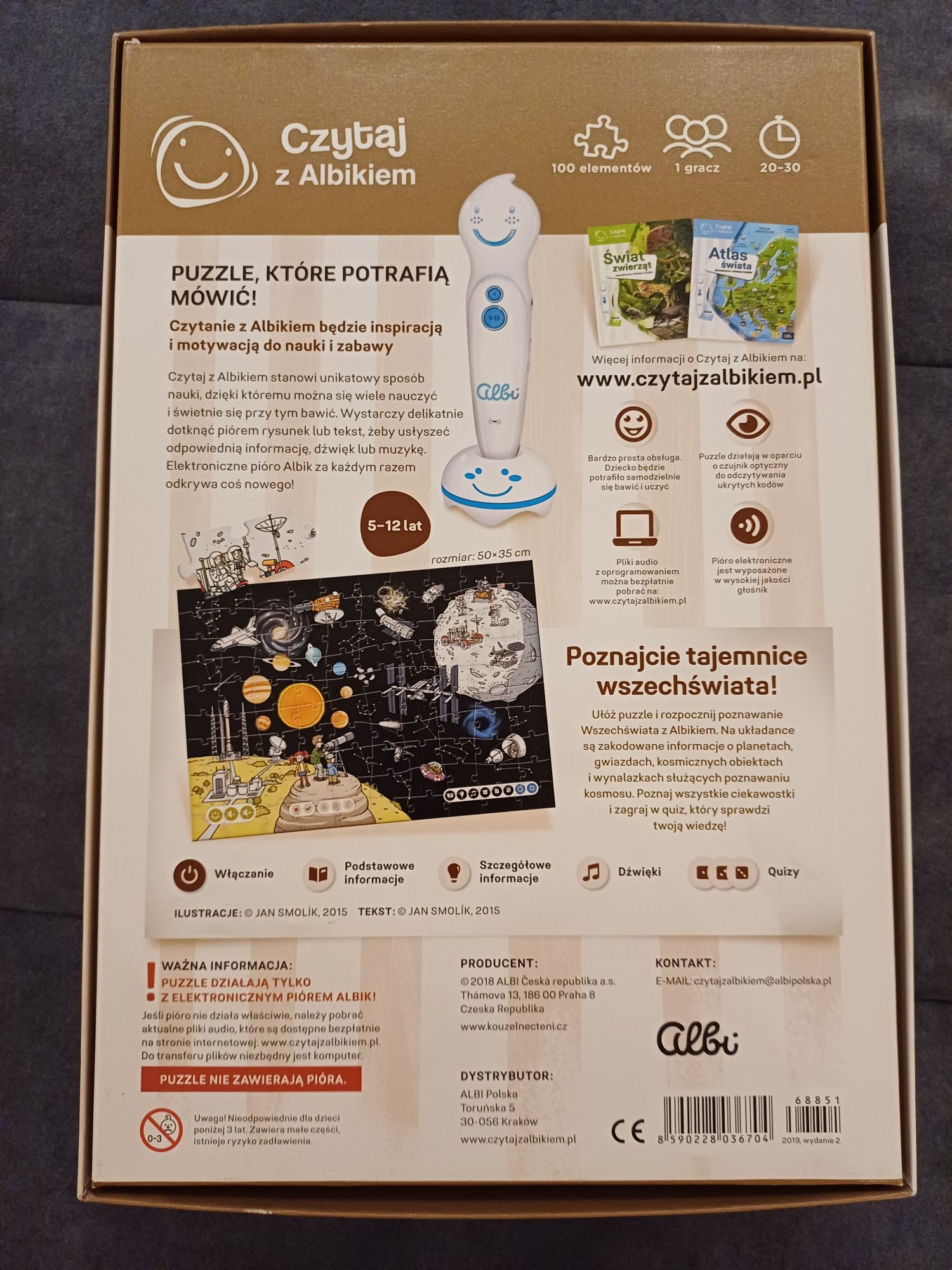 Puzzle interaktywne Wszechświat,  Czytaj z Albikiem