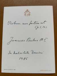 Autograf JAN PAWEŁ II podpisana watykańska kartka bożonarodzeniowa