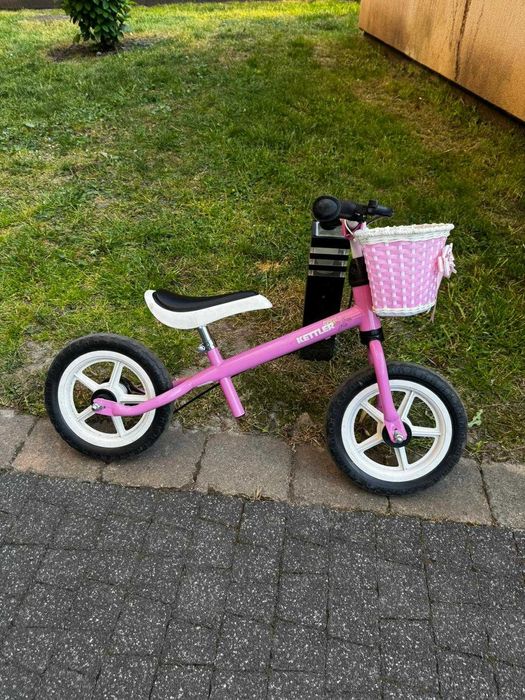 Rower  rowerek biegowy Kettler z koszykiem dla dziewczynki różowy