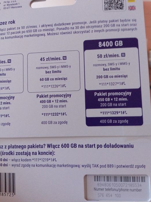 Pakiet z ciekawym numerem telefonu