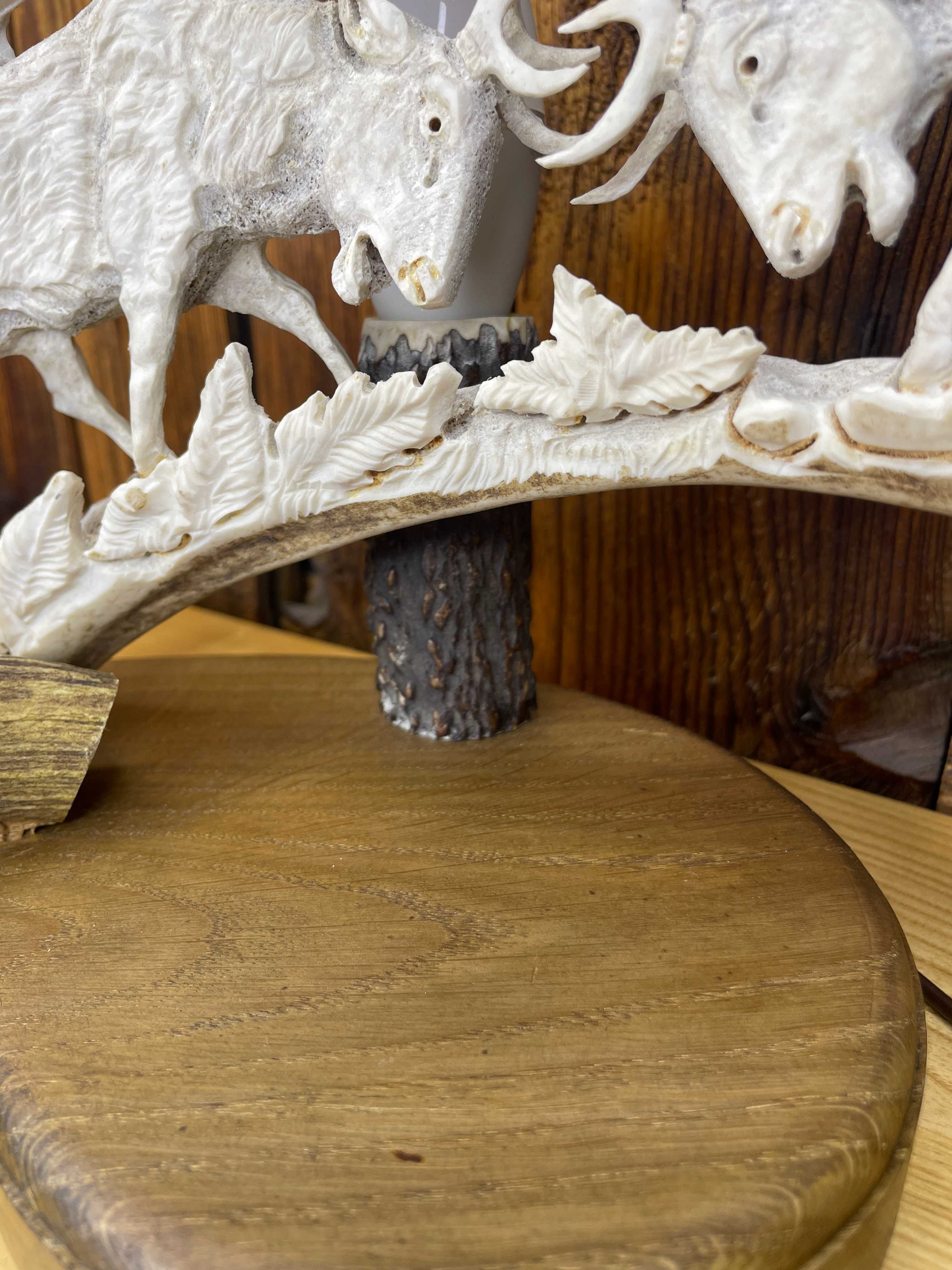 Lampka z poroża prezent poroże jeleń hand made daniel łoś P338