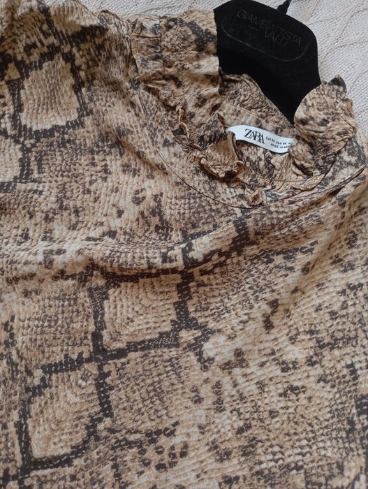ZARA M oversizowa luźna krótka sukienka wzór panterka skóra węża