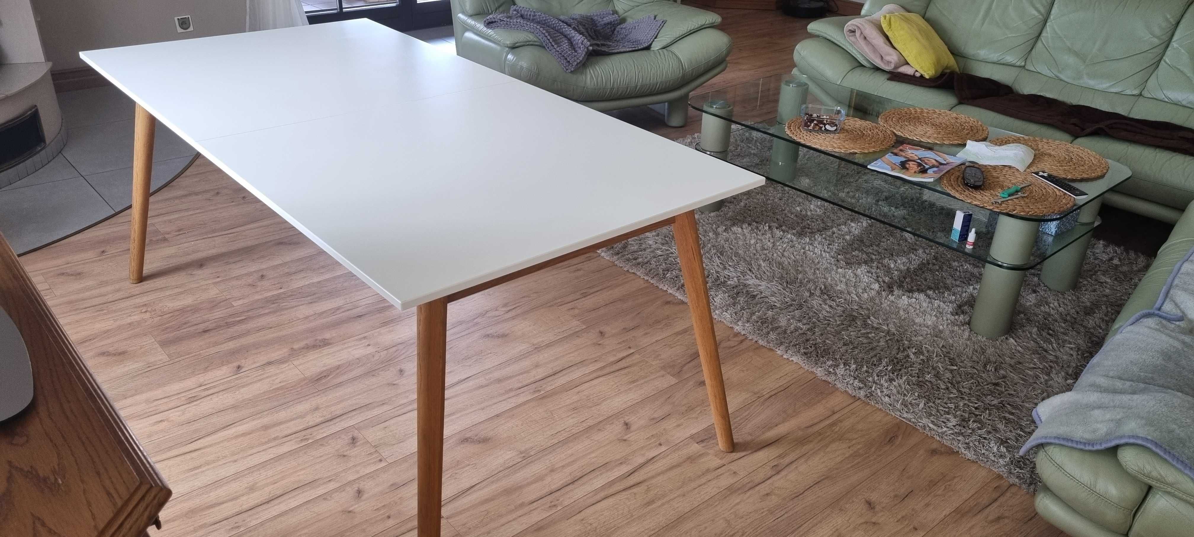Stół rozkładany biały MDF, drewniany, styl nowoczesny, skandynawski.