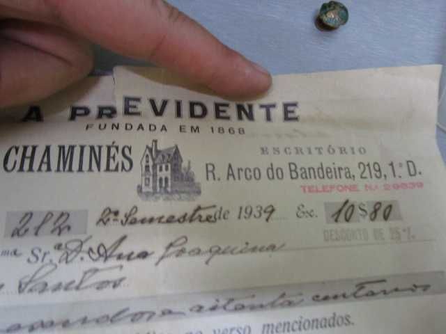 A Previdente Orey Antunes dois papéis antigos EPAL