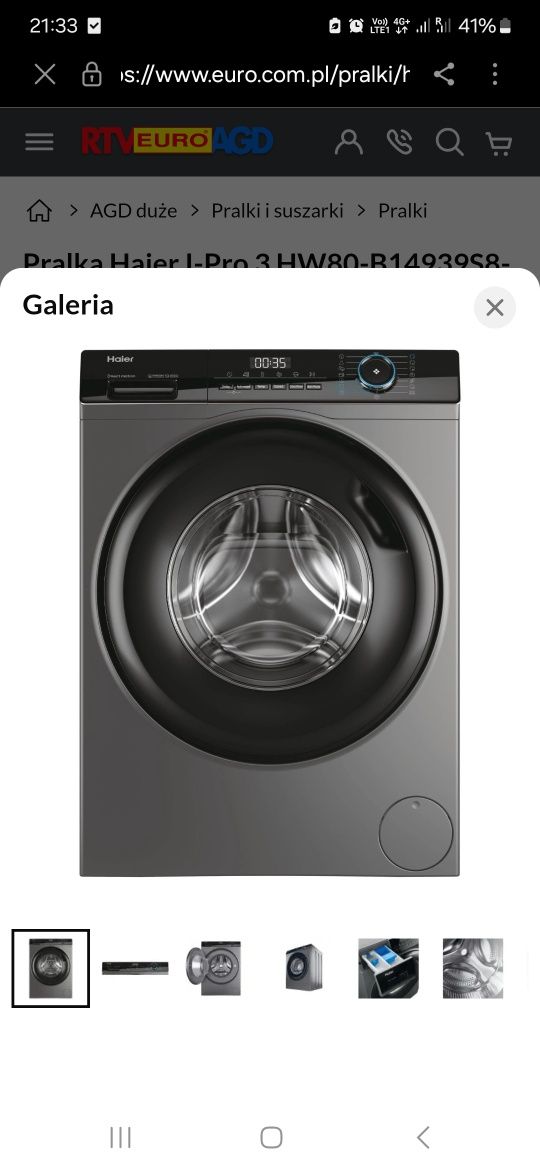 Pralka Haier I-Pro 3 HW80-B14939S8-S 8kg 1400obr/min