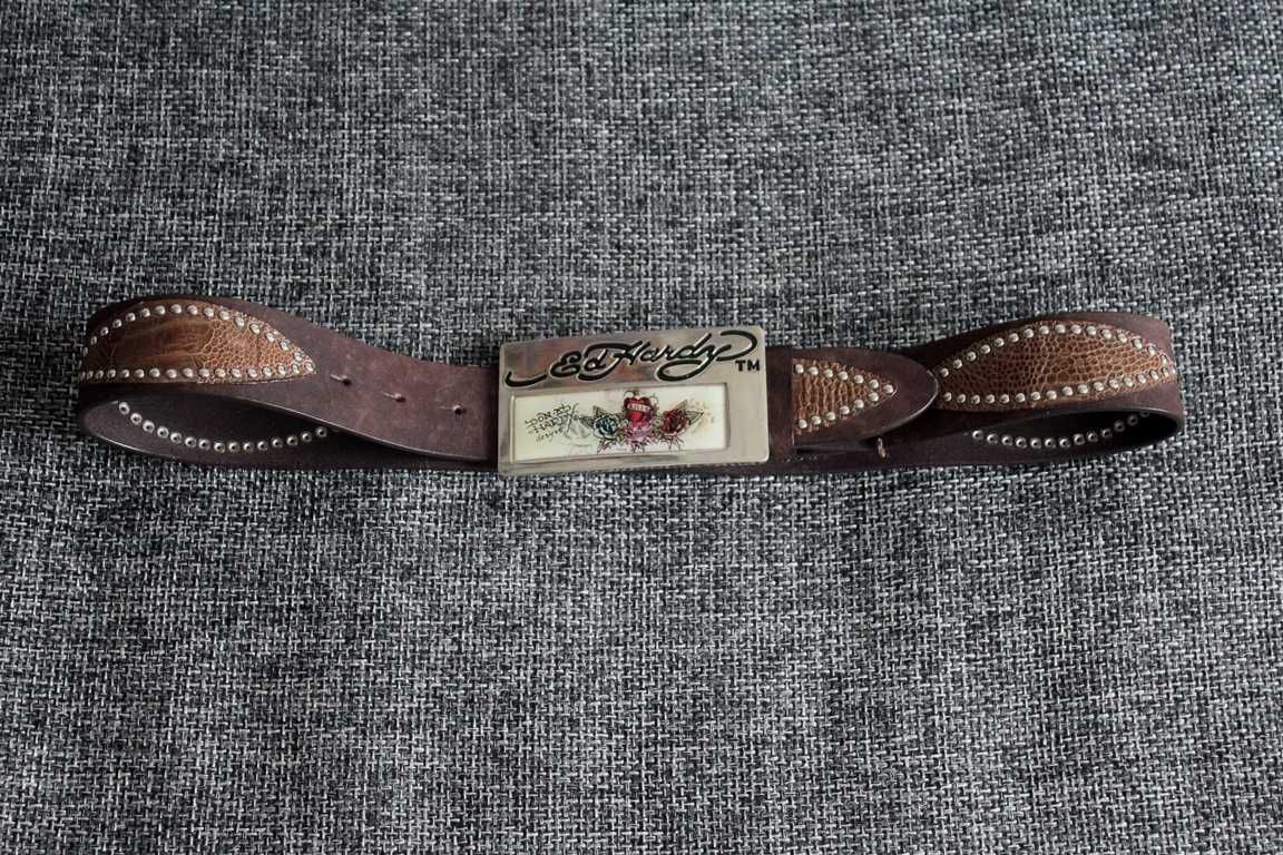 Ремінь шкіряний Ed Hardy вставки шкіра пітона! W32-36