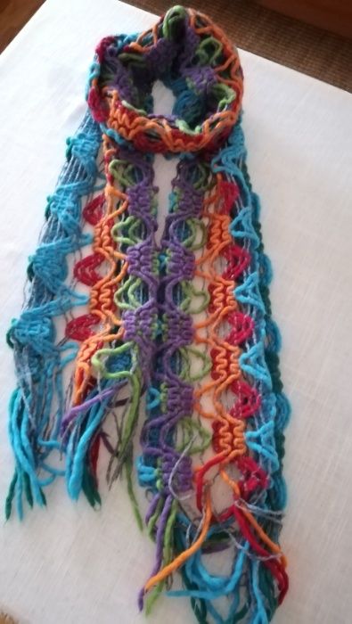 Cachecol de lã colorido