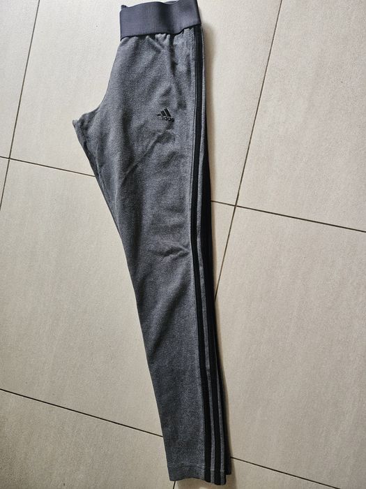 Legginsy Adidas grafitowe bawełna S wyższy stan w pasie