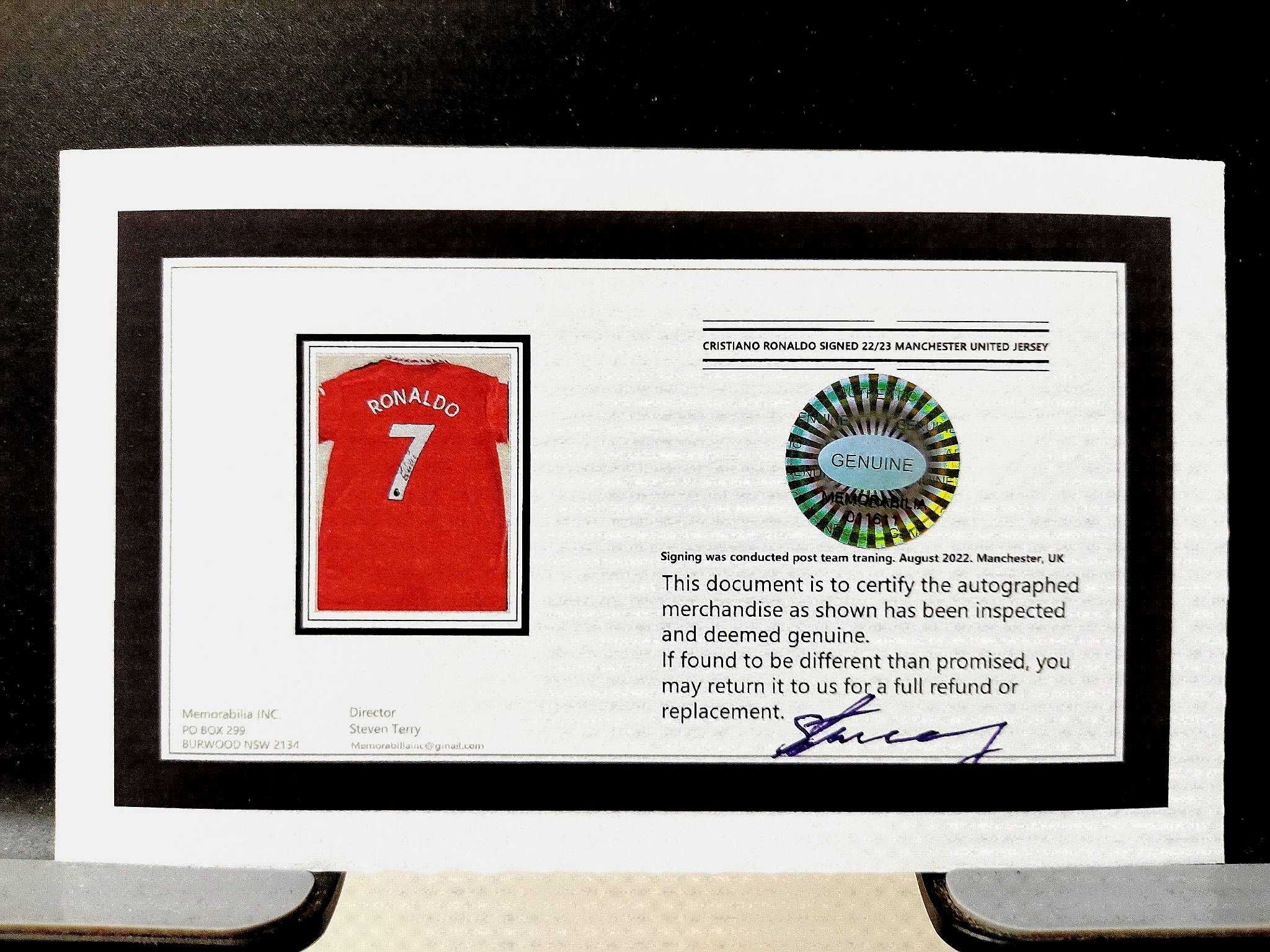 Koszulka Ronaldo Manchester United Autograf + Certyfikat