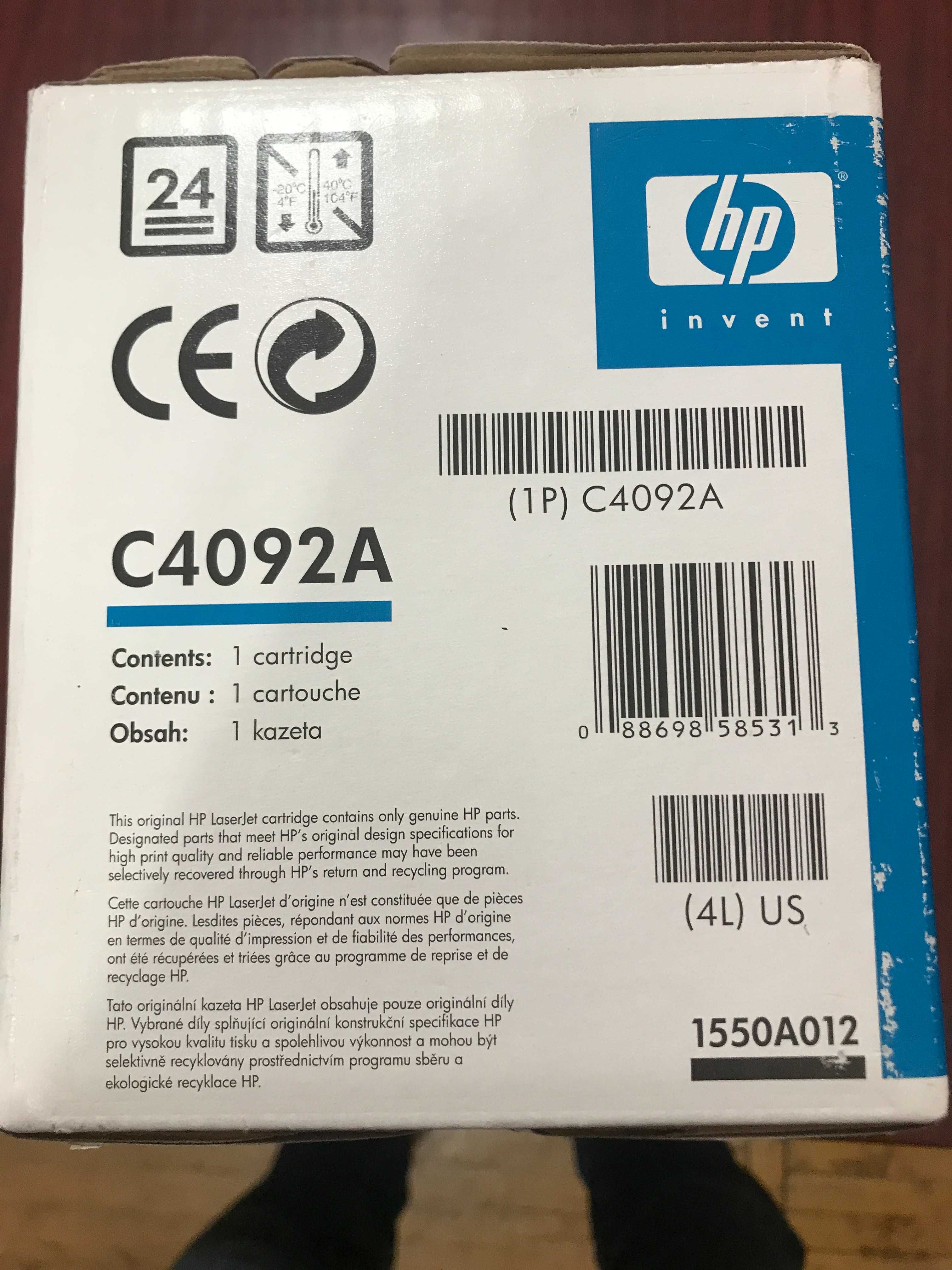 Оригинальный чёрный картридж HP 92A (C4092A)