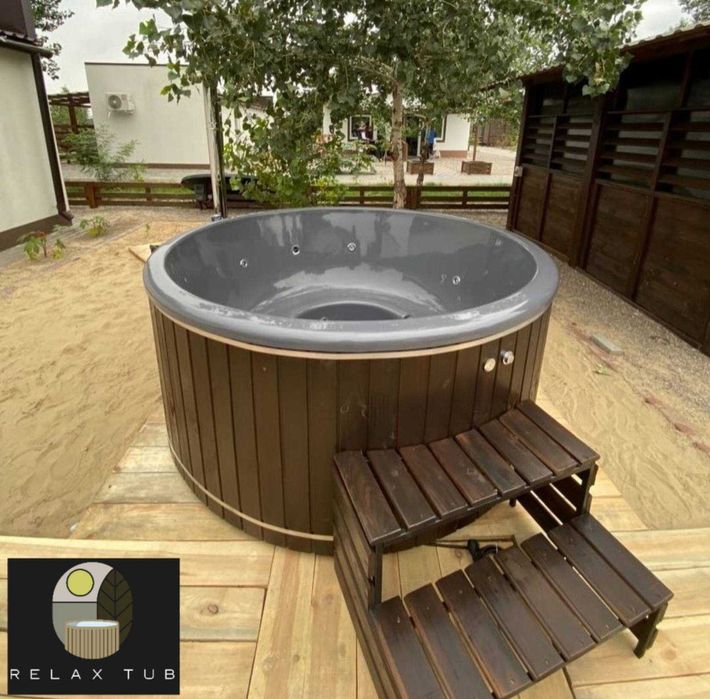 Чан Офуро на дровах. Спа купель з джакузі. Вироник.