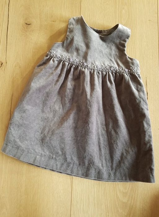 sukienka szara na święta benetton baby 68cm zamsz aksamit