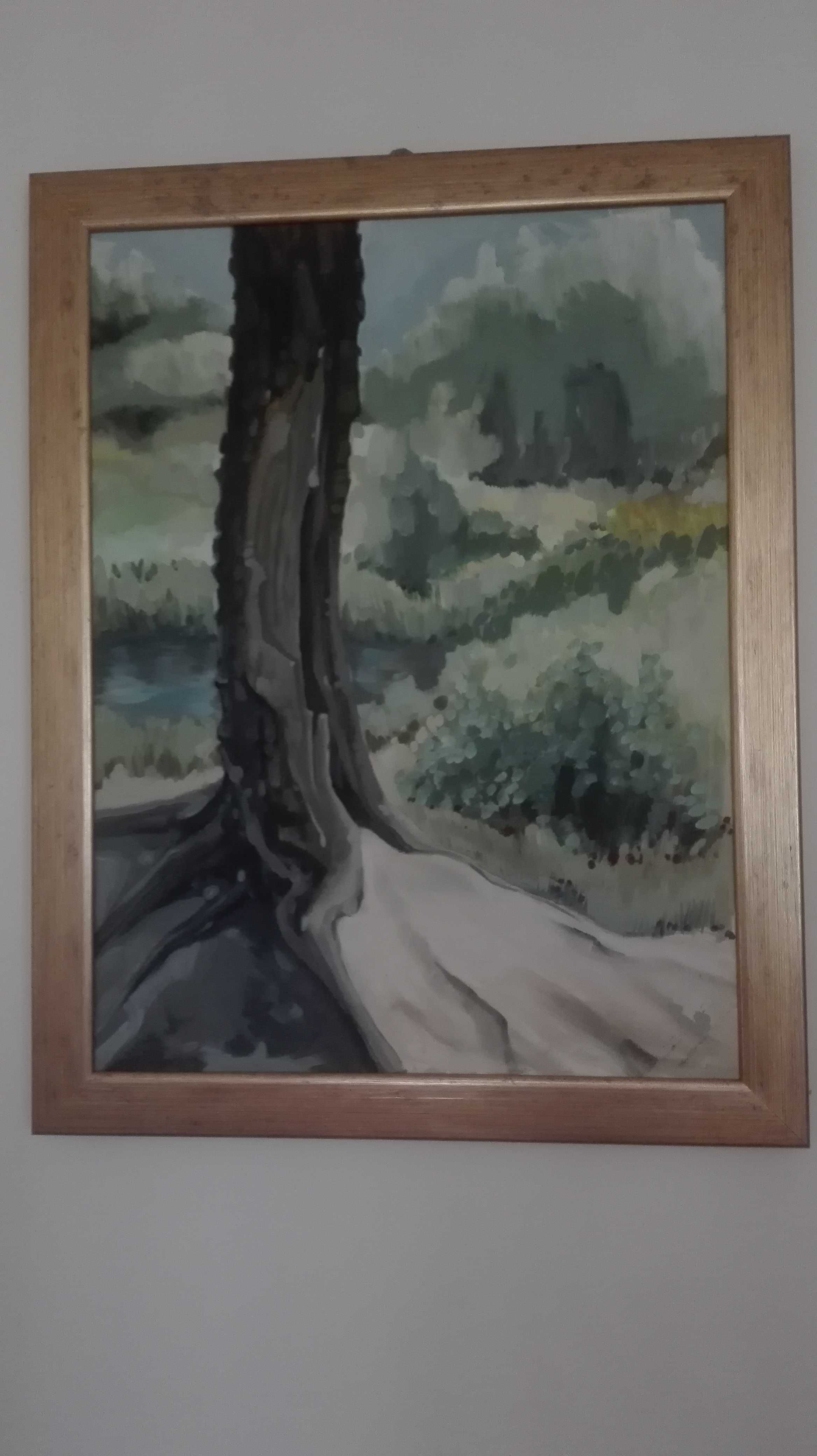 Obraz olejny sygnowany w pozłacanej ramie  70cm. x90cm.