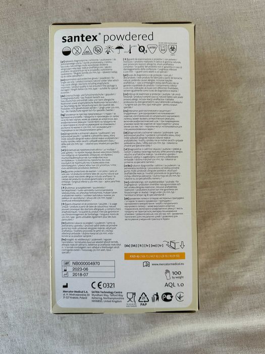 Rękawiczki Santex powdered Mercator Medical XS, 100 szt.