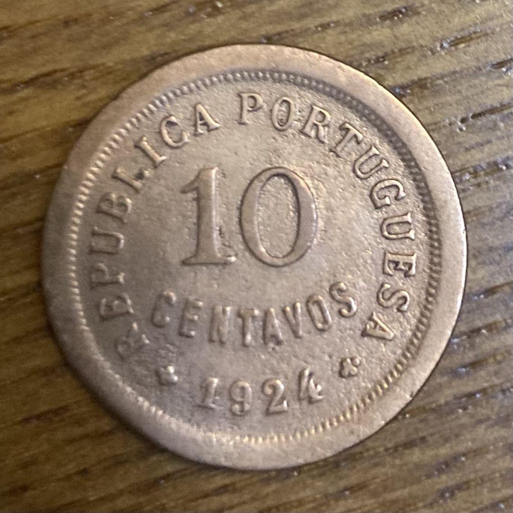 2 moedas de 10 centavos de 1924 e 1925