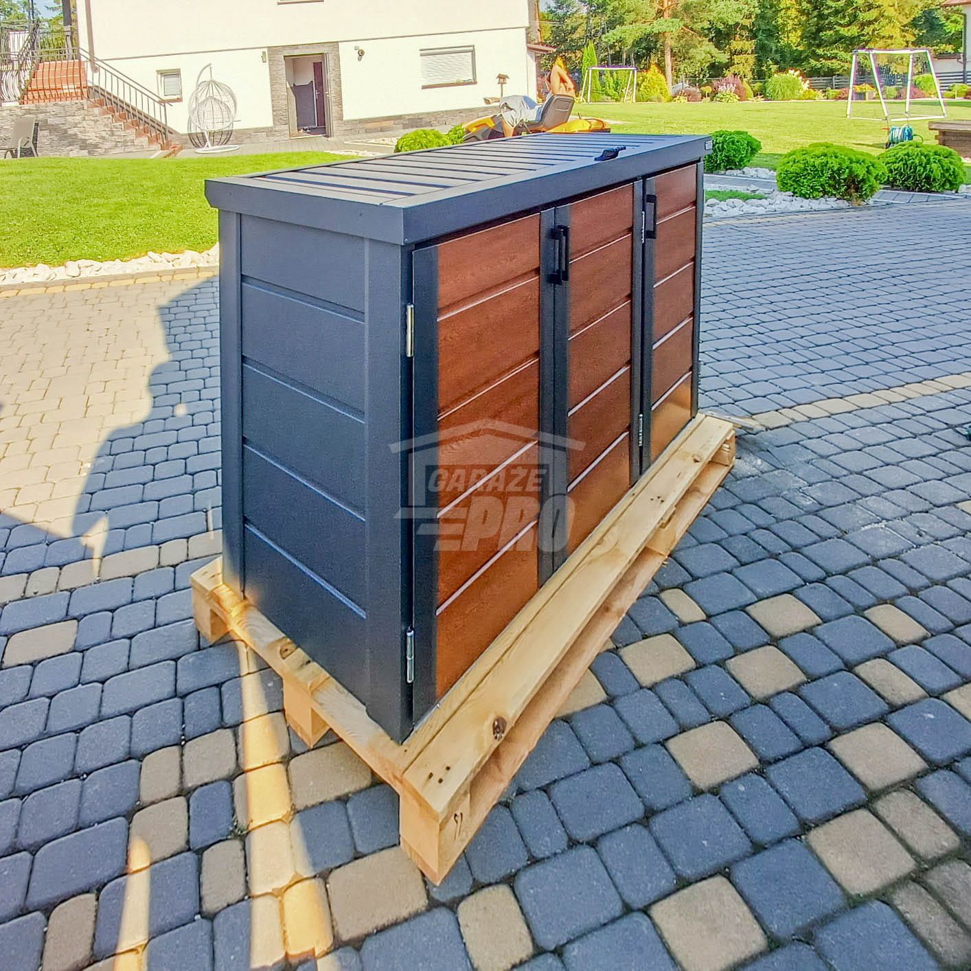 Zabudowa koszy na śmieci wiata obudowa 207x80x120 cm 3x240L GP511