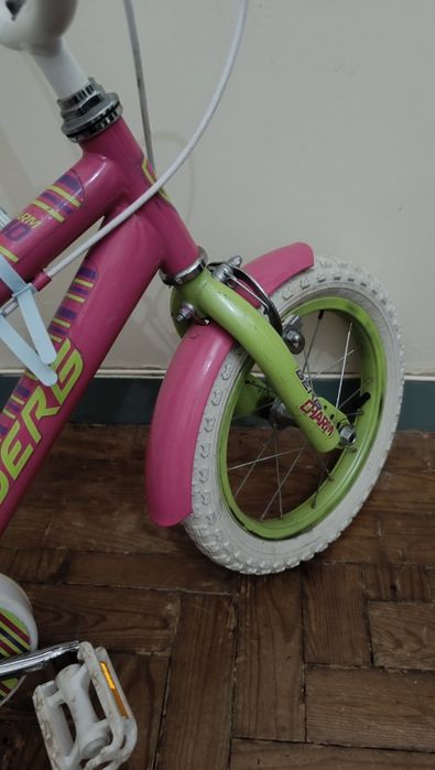 Bicicleta Infantil 16” BERG – Rosa/Verde com Cadeirinha Traseira