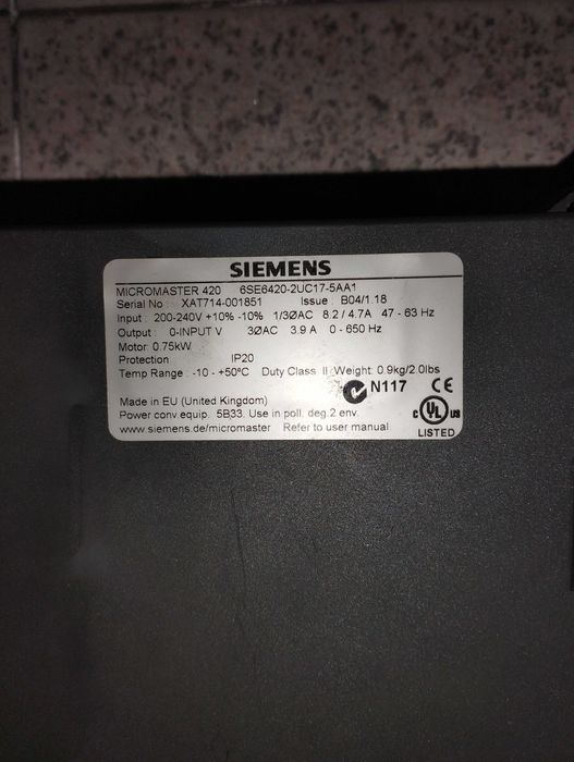 Variador de velocidade Siemens monofásico