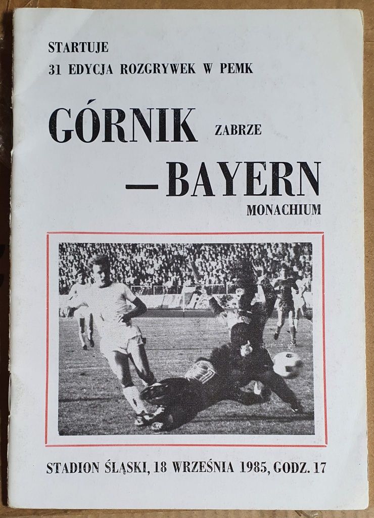 Program meczowy Górnik Zabrze - Bayern Monachium 1985 Liga Mistrzów