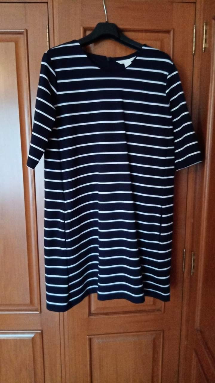 Vestido às ricas azul e branco H&M