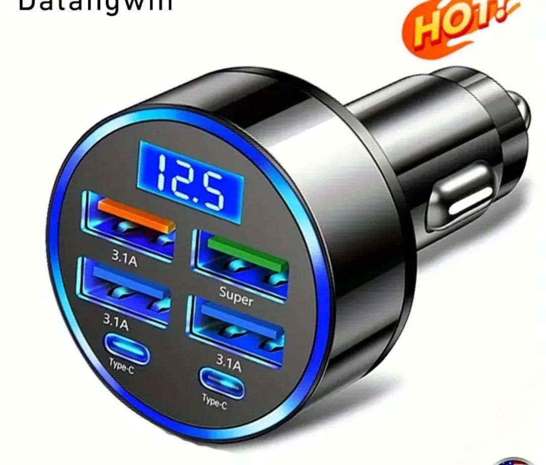 АВТО зарядка OLAF 3.1 USB 4в1 Tupe-C тестер вольтметр зарядне в прикур